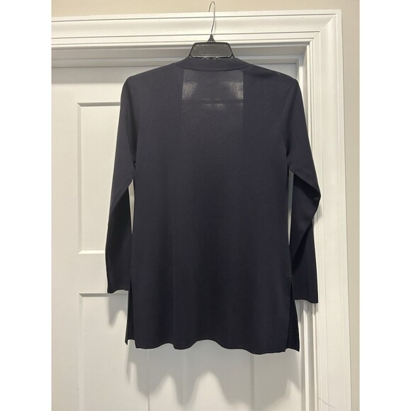 Exclusively Misook Navy Blue Open Front Cardigan Pockets Minimalist City Size XS - Picture 4 of 5